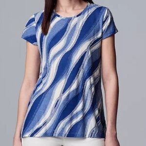 Simply Vera Vera Wang Texture Tee Shocking Cobalt Size Petite XS